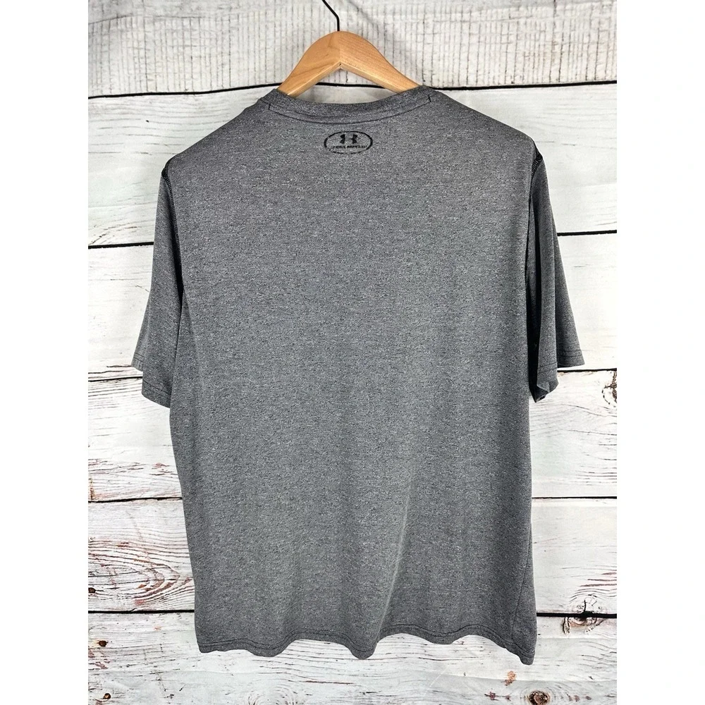Under Armour Men's Threadborne Short Sleeve T-Shirt Gray Black Loose Fit XL‎ New